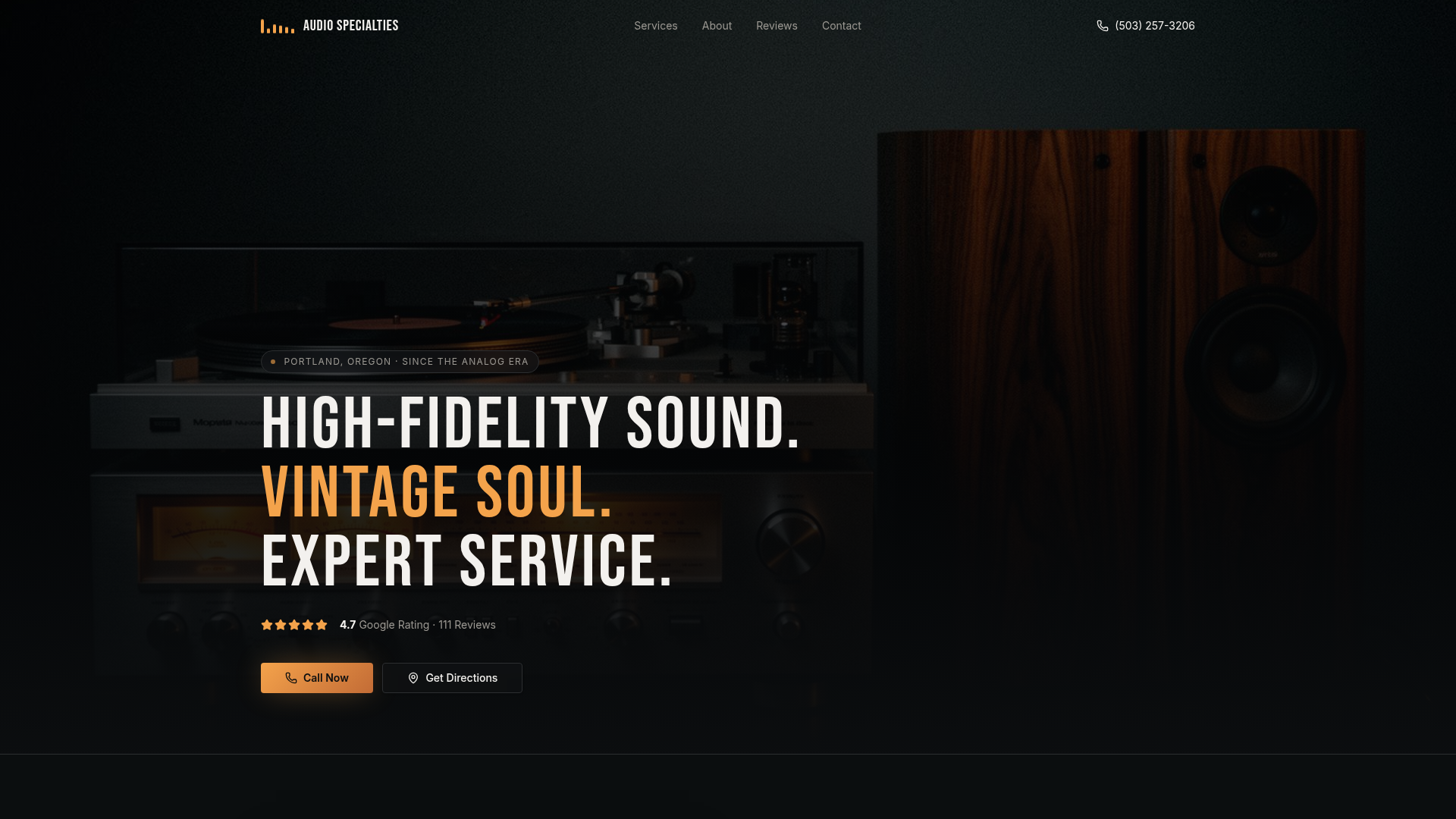 Audio Specialties website preview