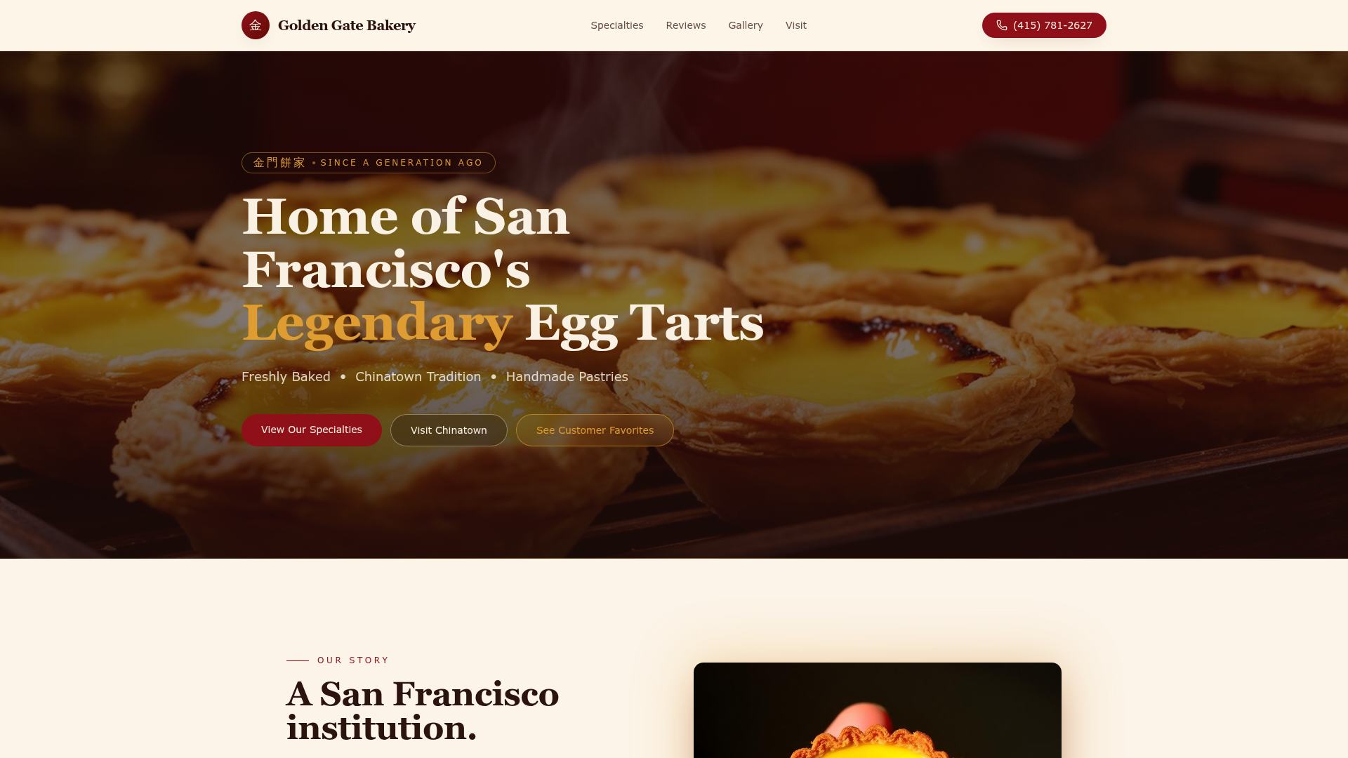 Golden Gate Bakery website preview